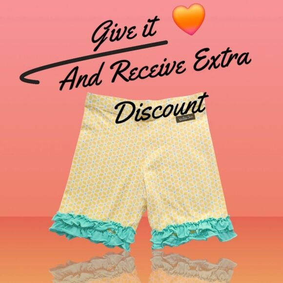 Matilda Jane Girls Yellow Green Square Sunshine Double Ruffle Shorties Size 10 - Picture 9 of 9